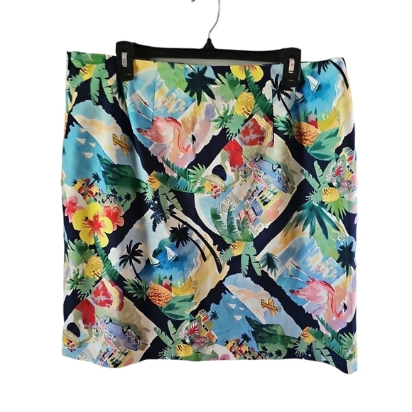 Talbots flamingo vacation beach resort skirt sz 14 petite WSK23 - Picture 3 of 5